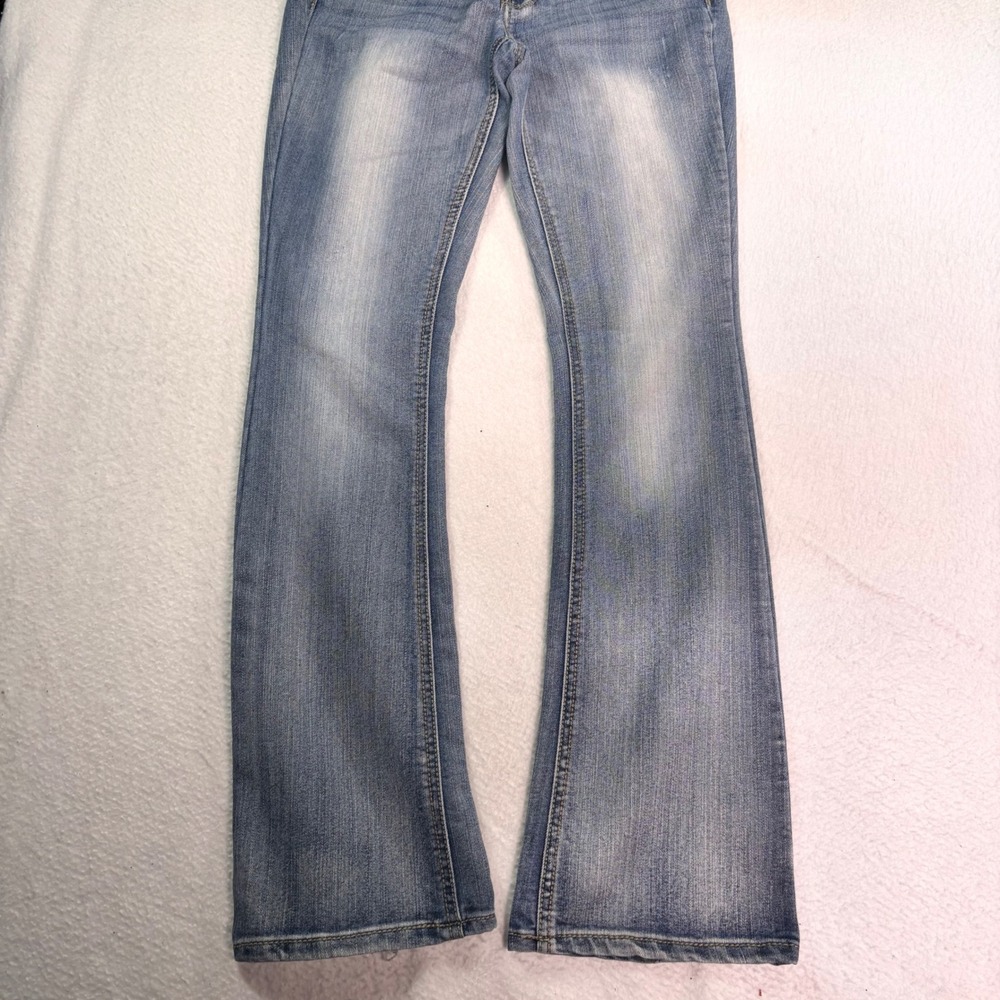 Mudd Embellished Bootcut Jeans Size 7 Light Wash Stretch Denim Blue - Picture 7 of 7